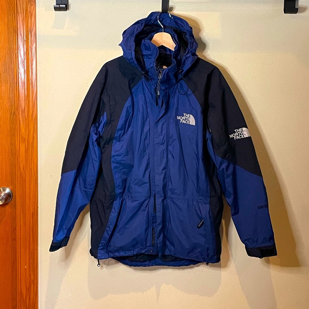 The North Face Gore-Tex PTFE Blue and Black Waterproof Coat with Hood Men’s M